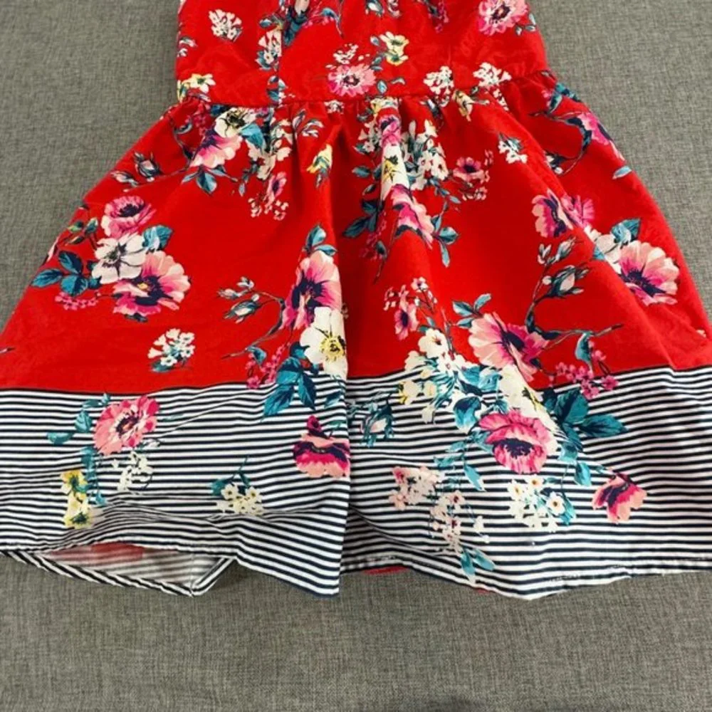 Trixxi Clothing Company Dress Girls XL Fit & Flare Floral Red Blue Pink Crisscro